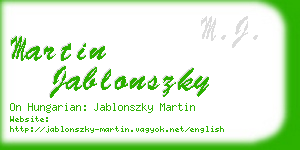 martin jablonszky business card